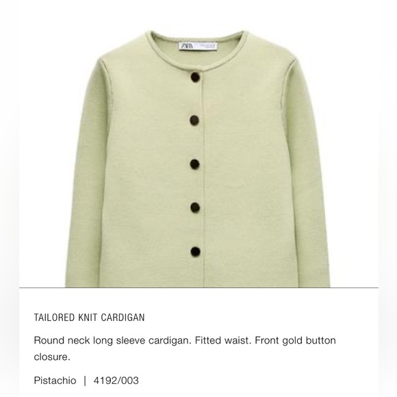 Zara mint green tailored knit cardigan - Picture 4 of 4